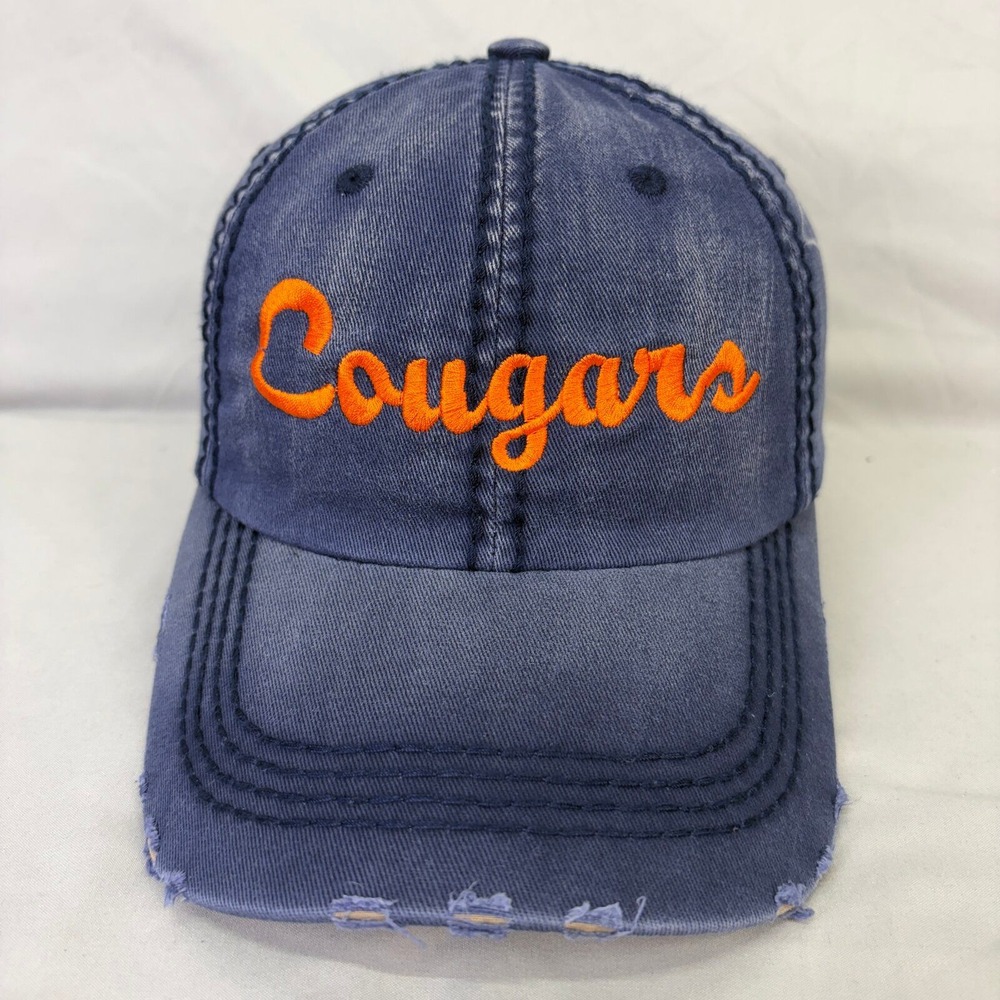 KBETHOS Hat Cougars Baseball Cap Mens OS Navy Blue Distressed Strapback